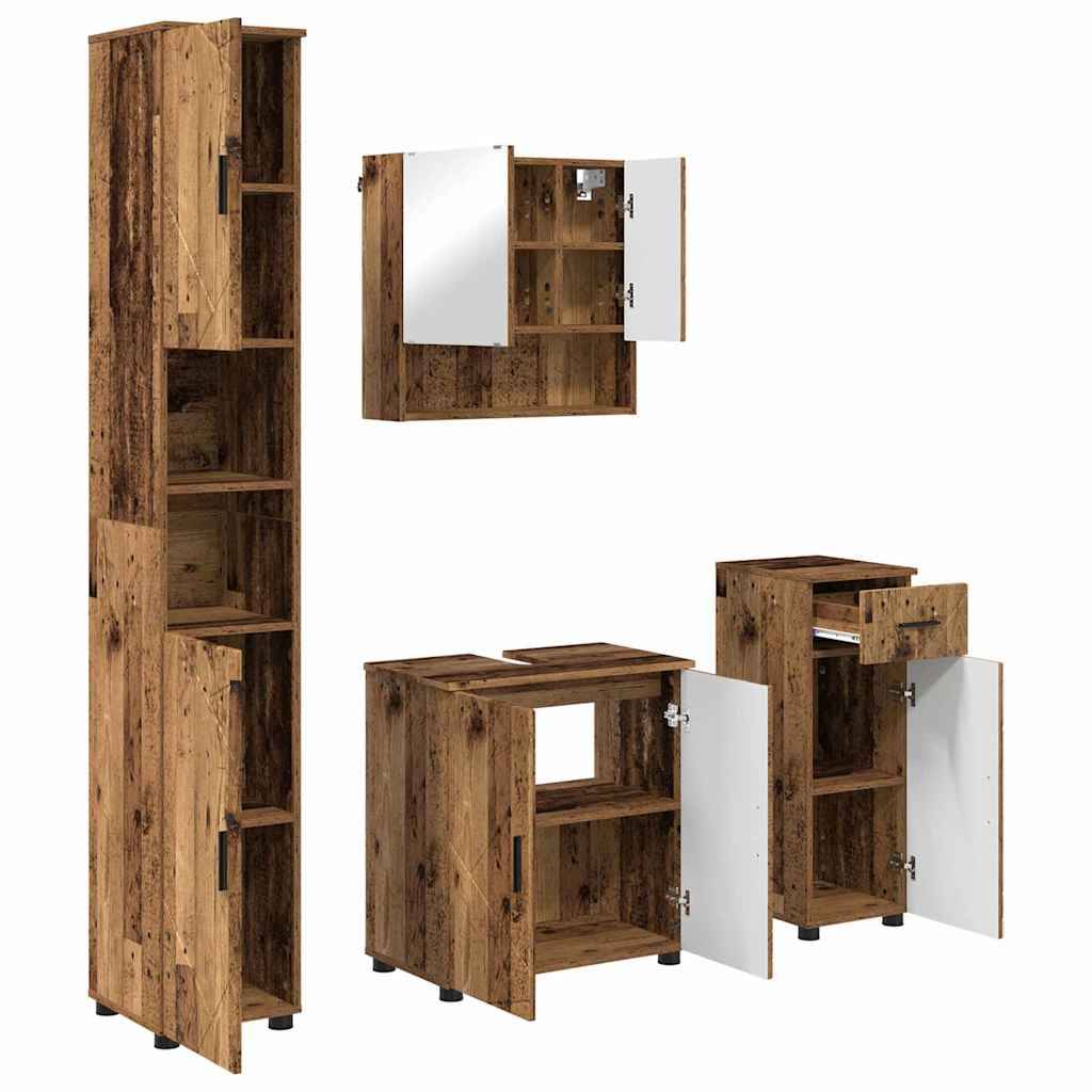vidaXL Badezimmermöbel-Set 4 pcs Altholz Holzwerkstoff & Metall