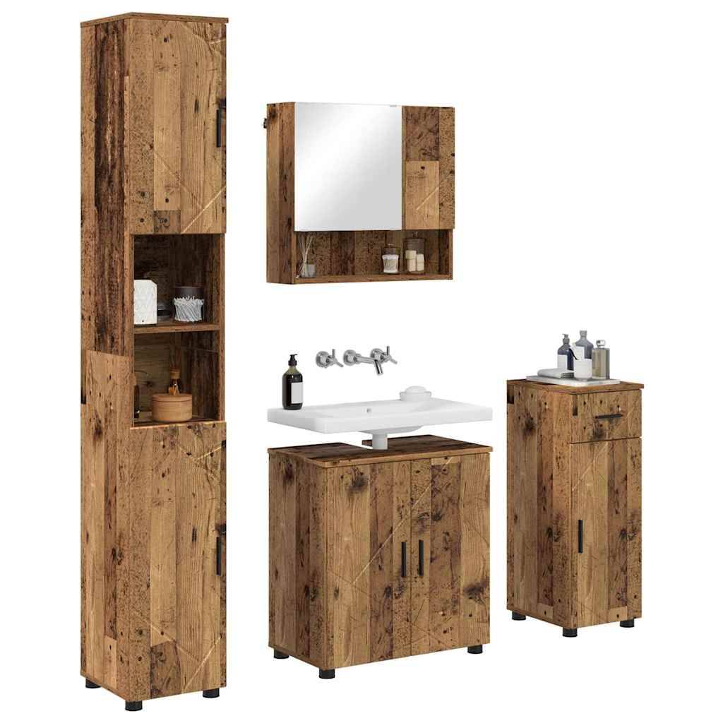 vidaXL Badezimmermöbel-Set 4 pcs Altholz Holzwerkstoff & Metall