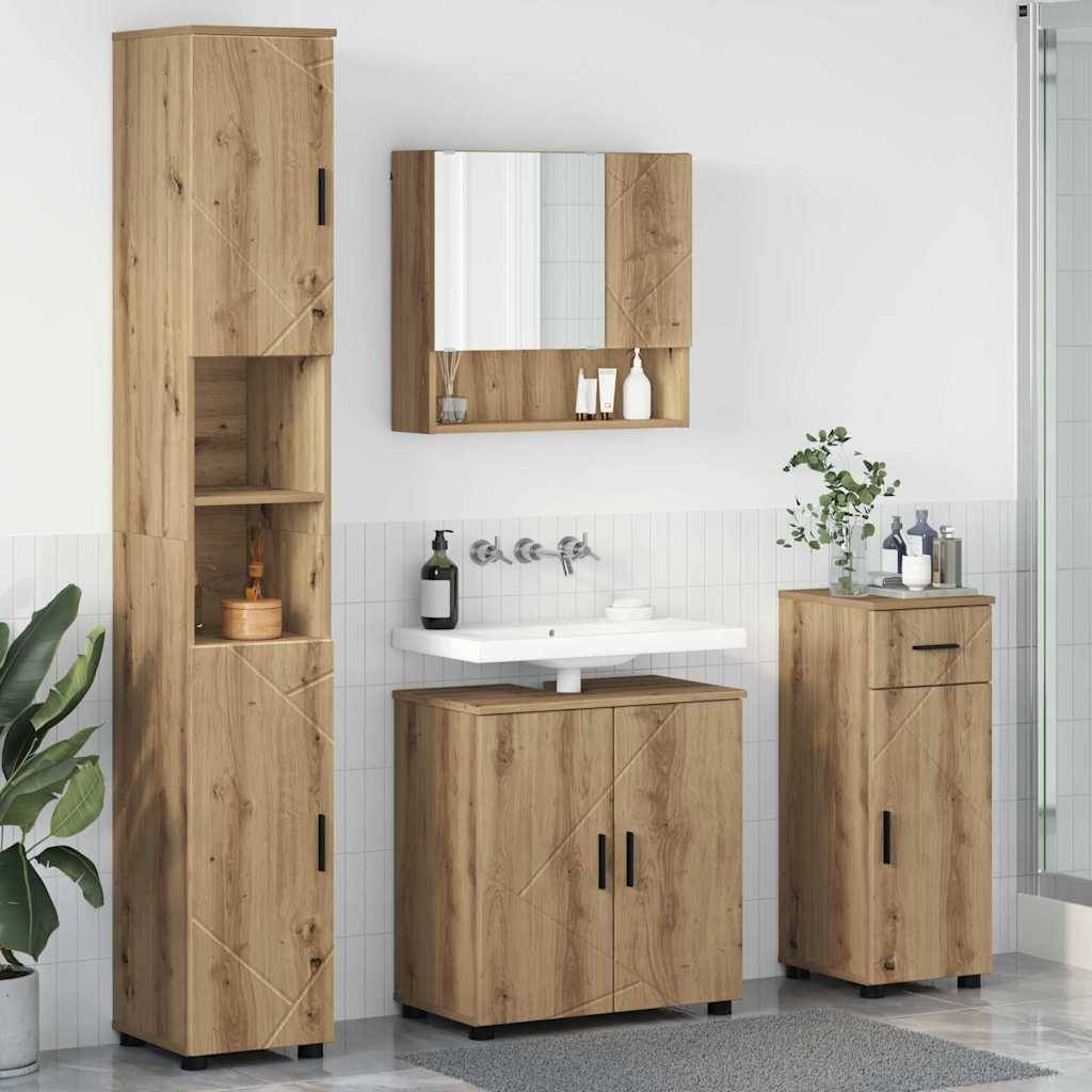 vidaXL Badezimmermöbel-Set 4 pcs Artisan-Eiche Holzwerkstoff & Metall