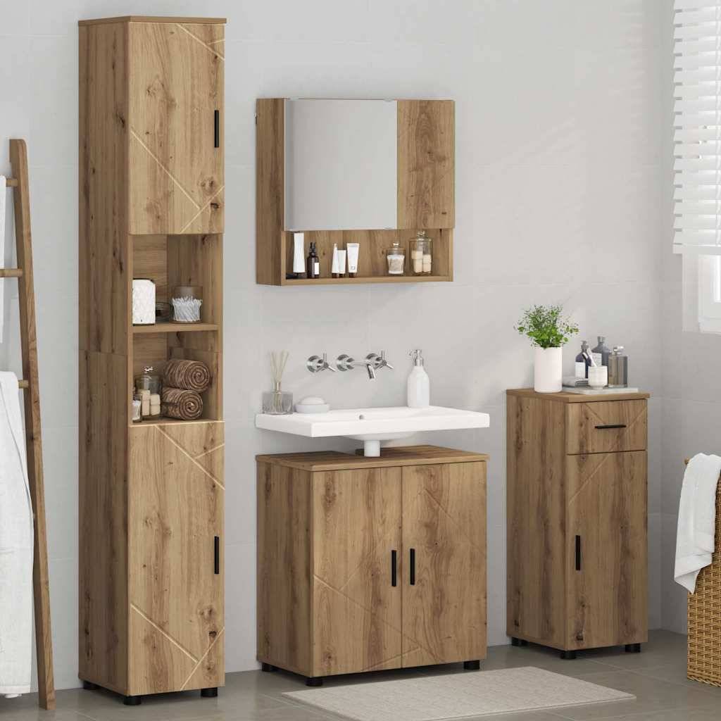 vidaXL Badezimmermöbel-Set 4 pcs Artisan-Eiche Holzwerkstoff & Metall