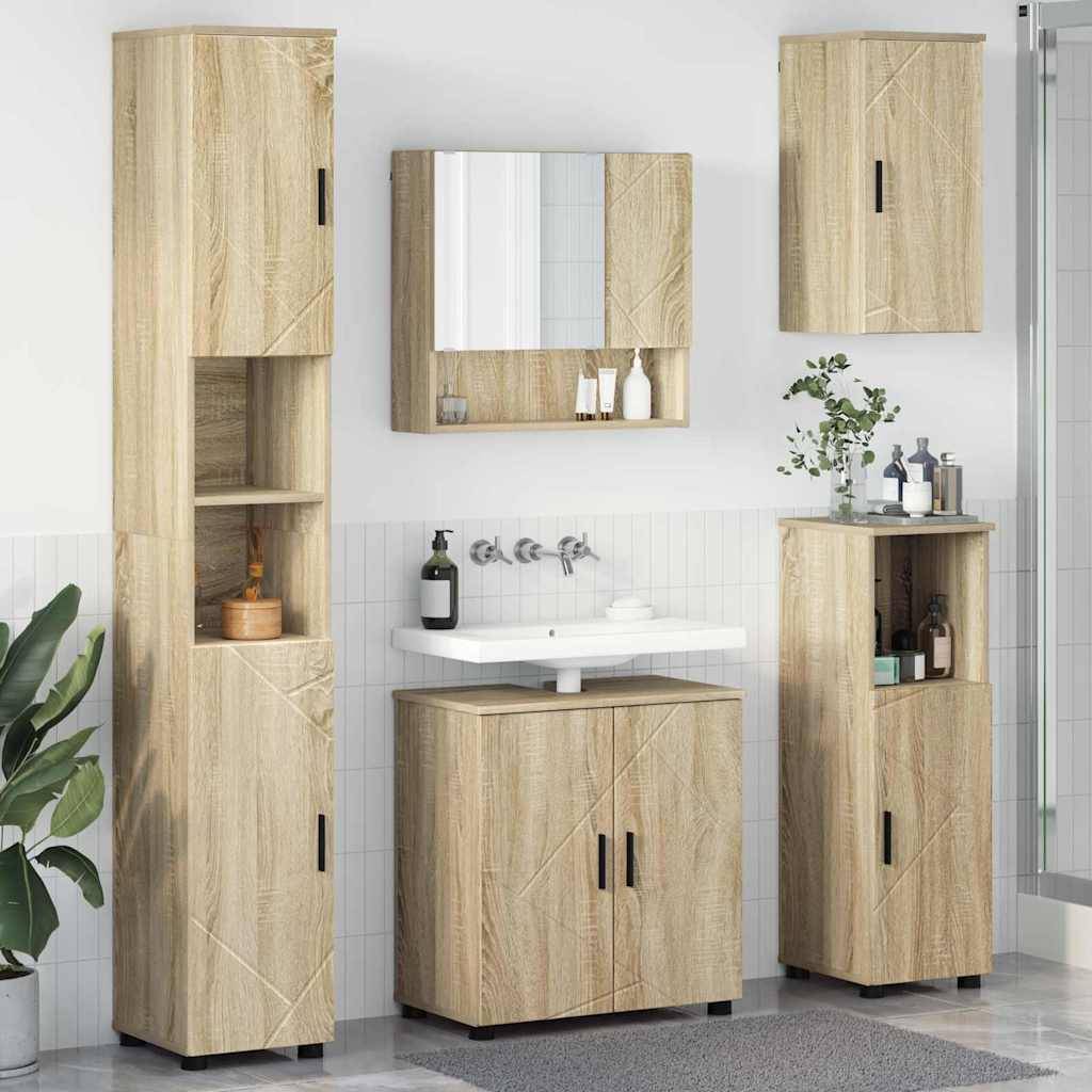 vidaXL Badezimmermöbel-Set 5 pcs Sonoma-Eiche Holzwerkstoff & Metall