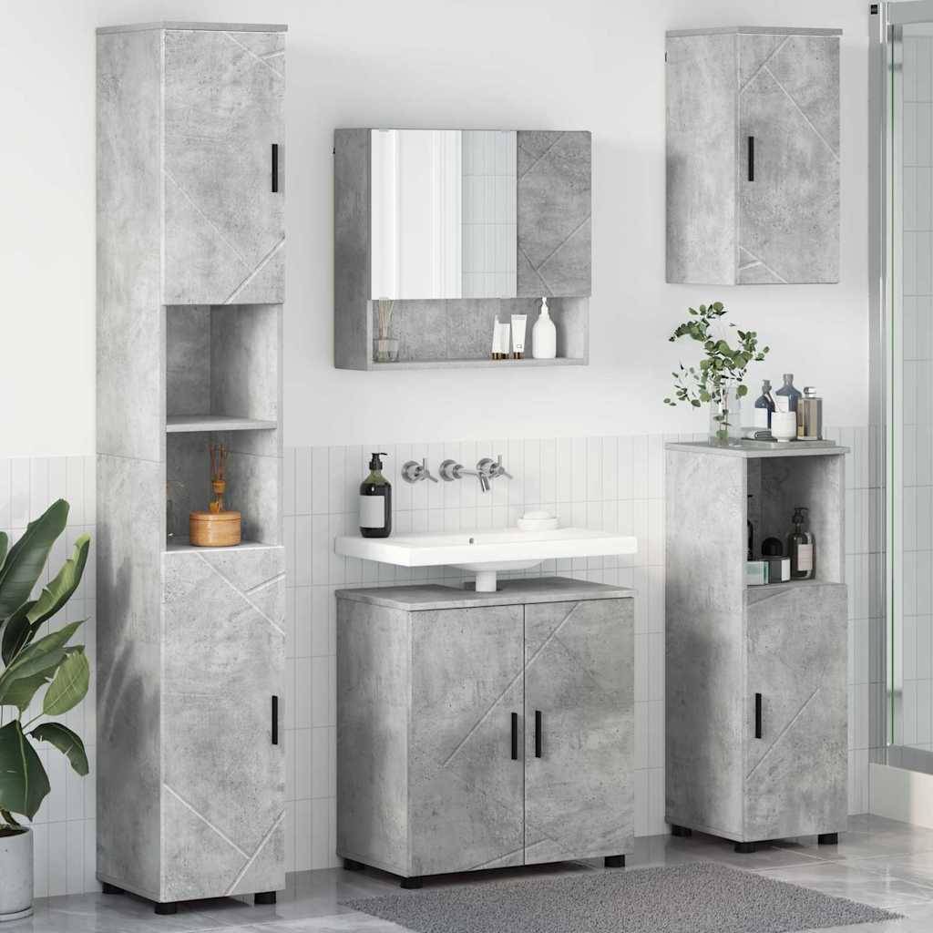 vidaXL Badezimmermöbel-Set 5 pcs Beton Grau Holzwerkstoff & Metall