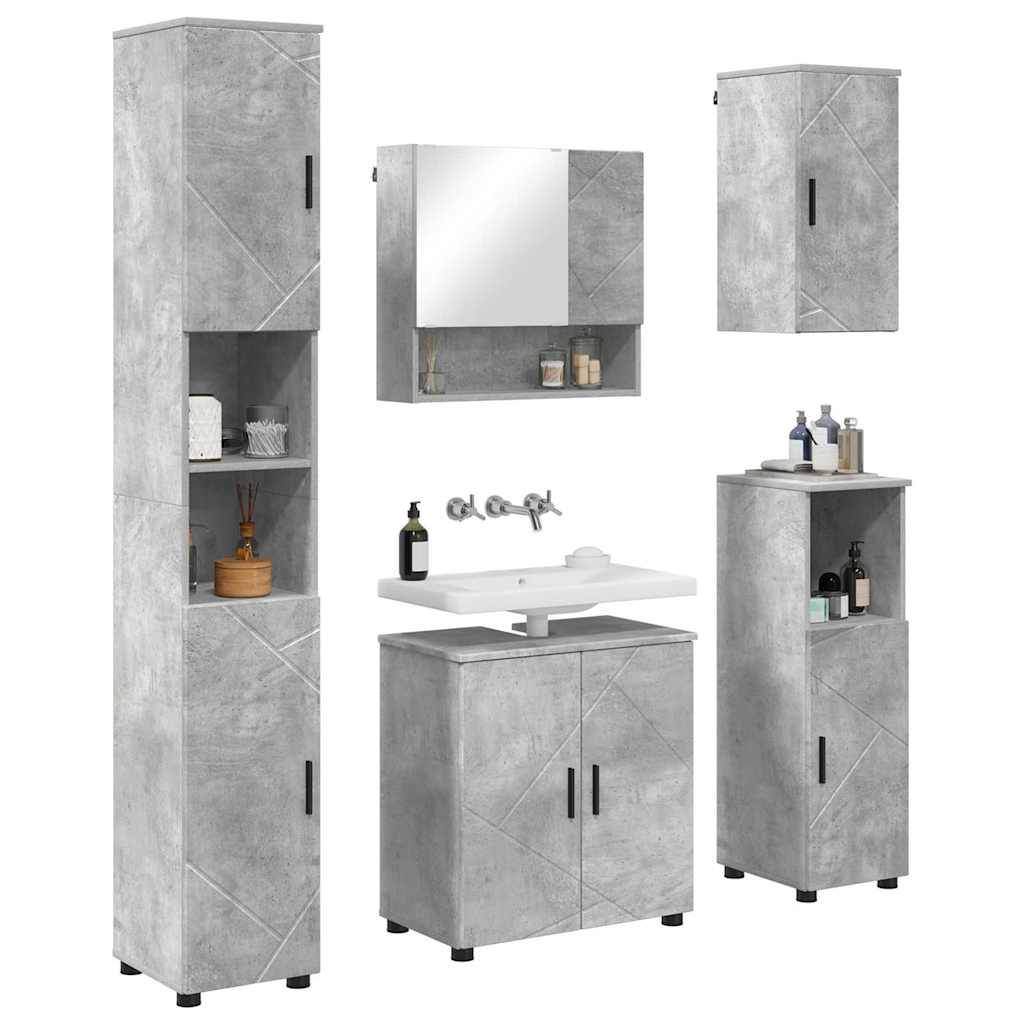 vidaXL Badezimmermöbel-Set 5 pcs Beton Grau Holzwerkstoff & Metall