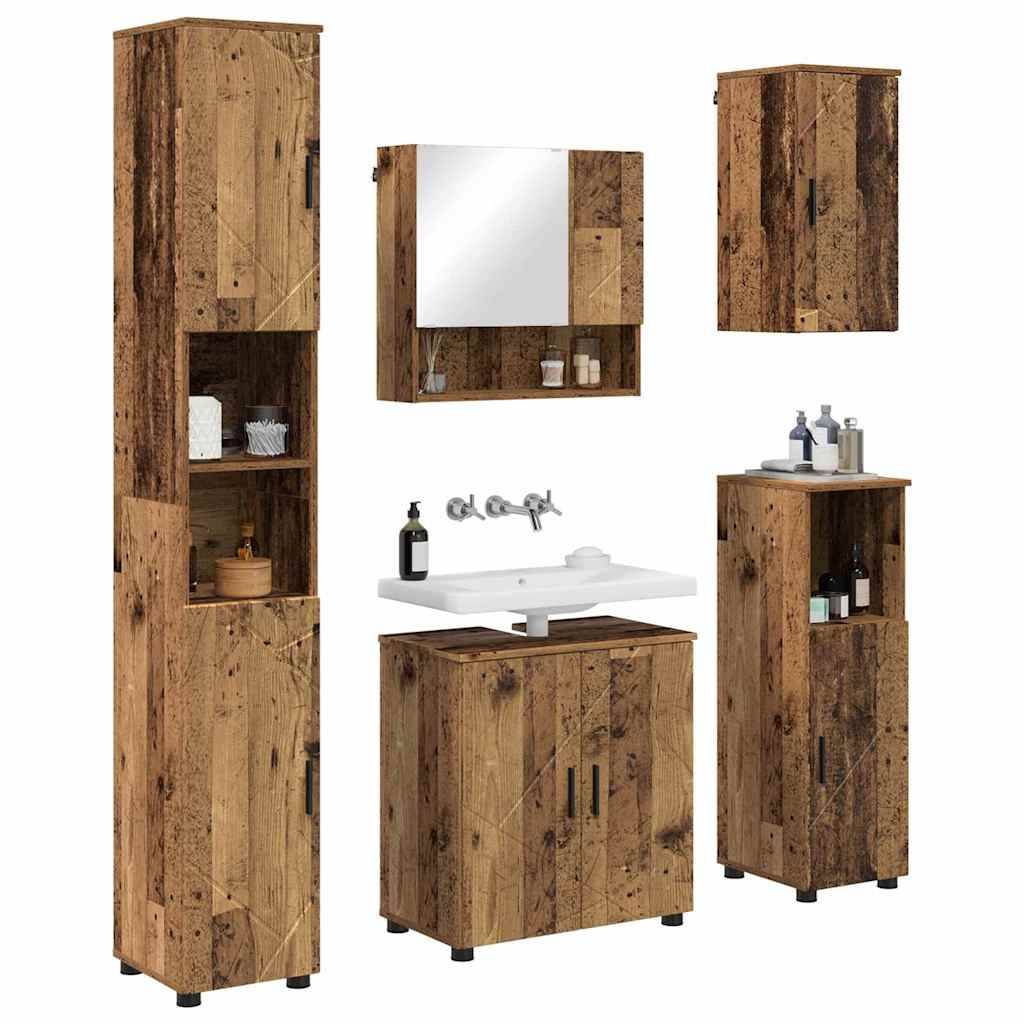 vidaXL Badezimmermöbel-Set 5 pcs Altholz Holzwerkstoff & Metall