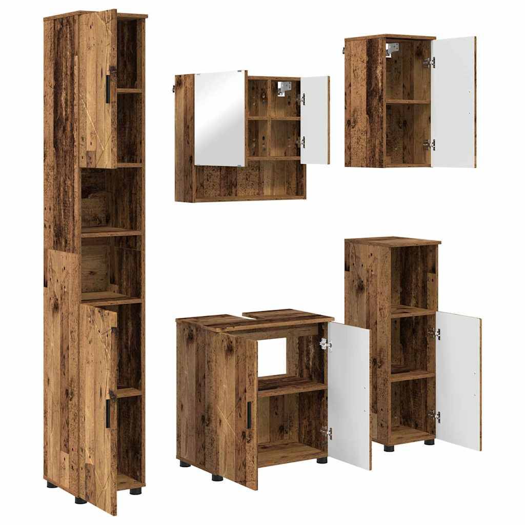 vidaXL Badezimmermöbel-Set 5 pcs Altholz Holzwerkstoff & Metall