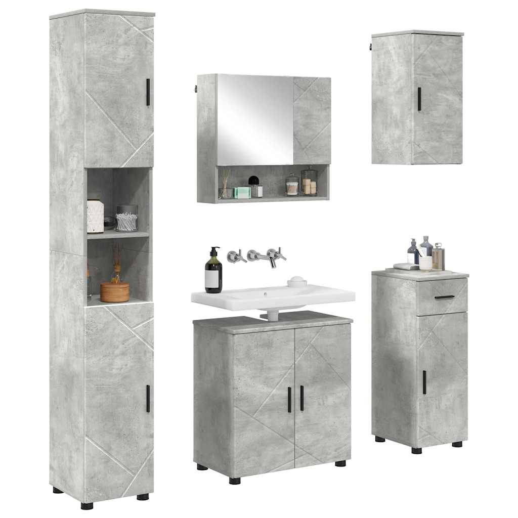 vidaXL Badezimmermöbel-Set 5 pcs Beton Grau Holzwerkstoff & Metall