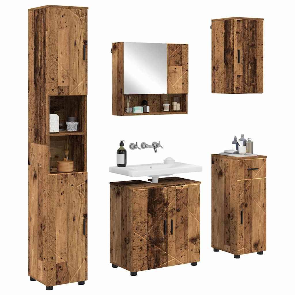 vidaXL Badezimmermöbel-Set 5 pcs Altholz Holzwerkstoff & Metall