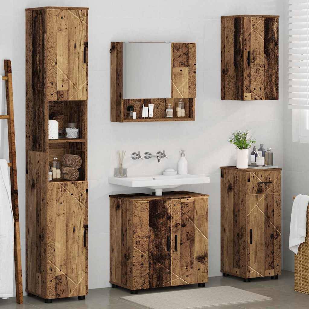 vidaXL Badezimmermöbel-Set 5 pcs Altholz Holzwerkstoff & Metall