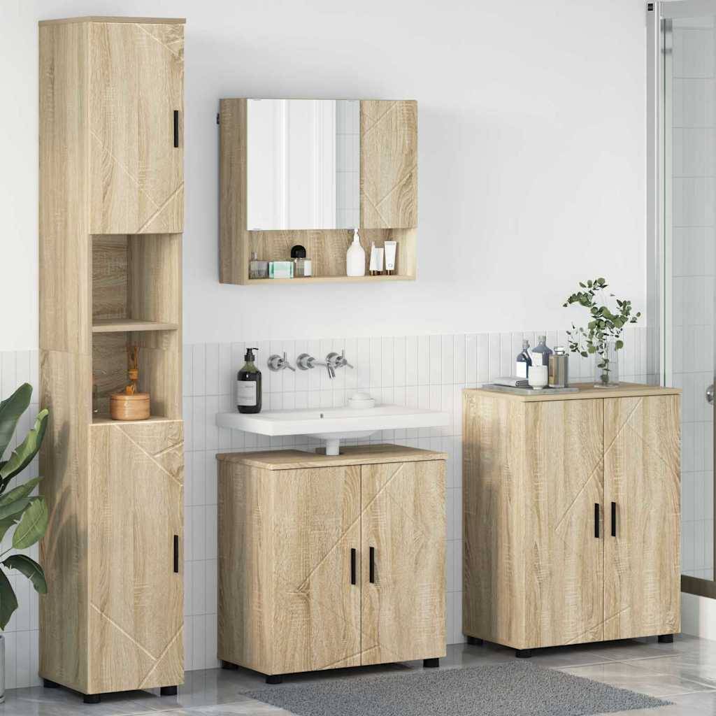 vidaXL Badezimmermöbel-Set 4 pcs Sonoma-Eiche Holzwerkstoff & Metall
