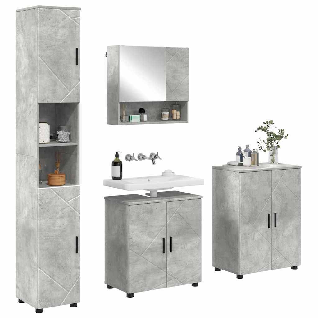 vidaXL Badezimmermöbel-Set 4 pcs Beton Grau Holzwerkstoff & Metall