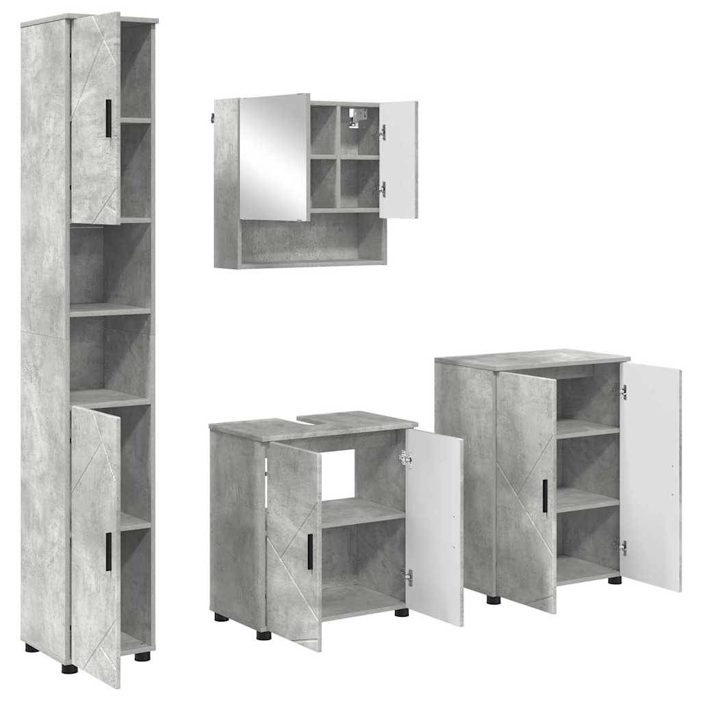 vidaXL Badezimmermöbel-Set 4 pcs Beton Grau Holzwerkstoff & Metall