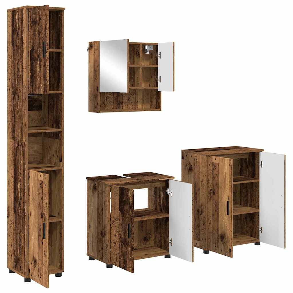 vidaXL Badezimmermöbel-Set 4 pcs Altholz Holzwerkstoff & Metall
