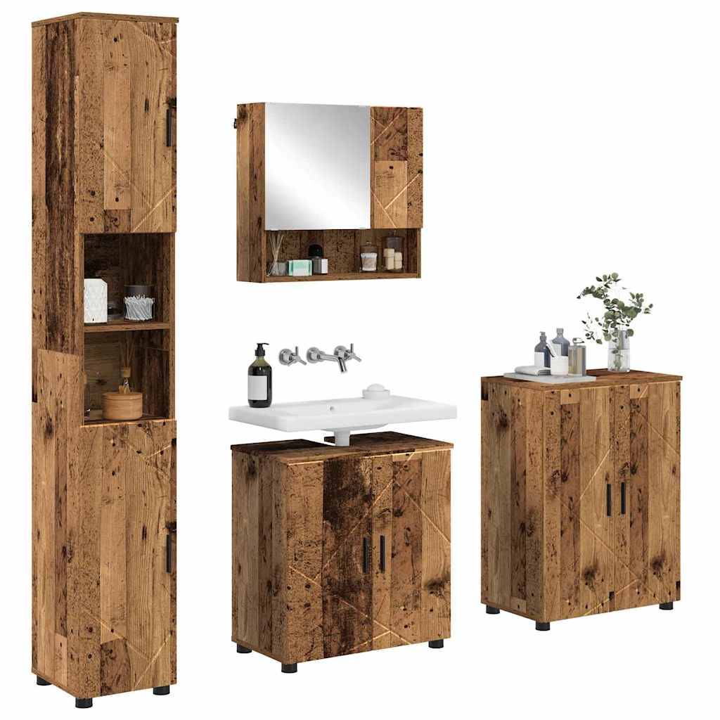 vidaXL Badezimmermöbel-Set 4 pcs Altholz Holzwerkstoff & Metall