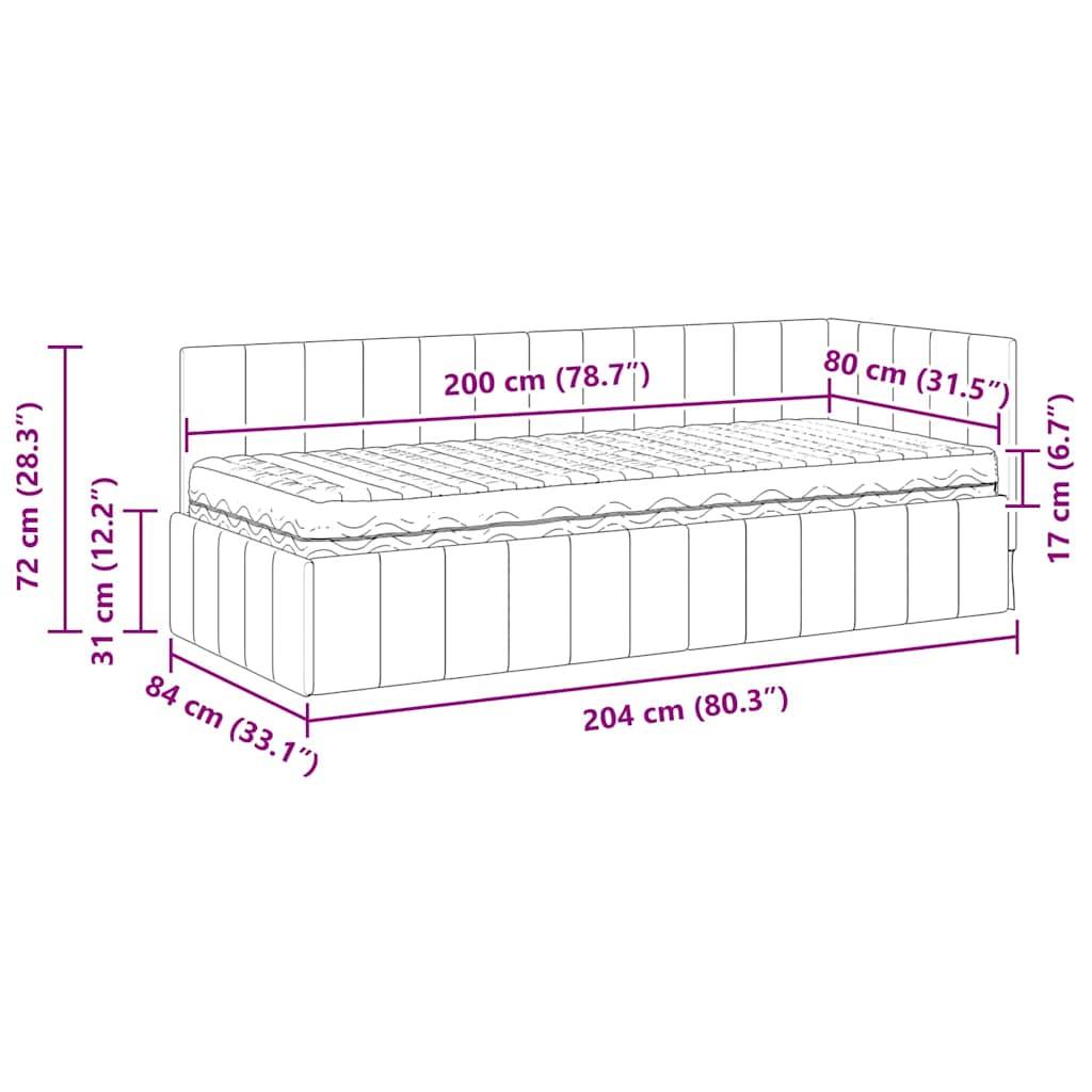 vidaXL Eckbettgestell mit Matratze mit Matratze 2 pcs Grau Samt