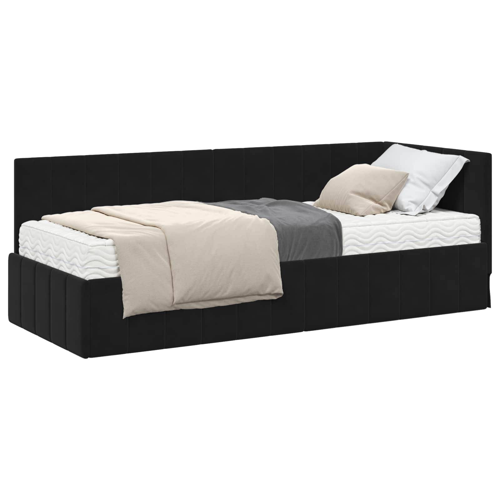 vidaXL Eckbettgestell mit Matratze mit Kopfteil 2 pcs Schwarz Samt