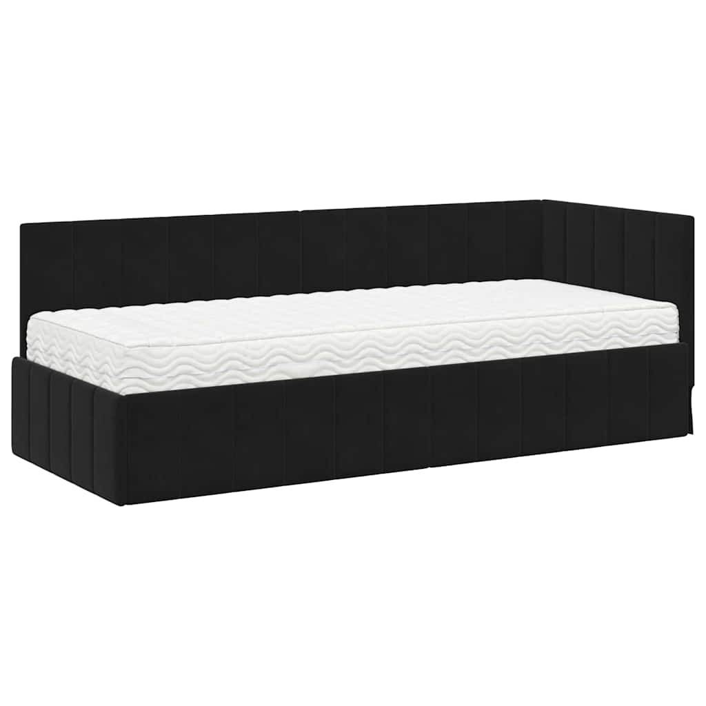 vidaXL Eckbettgestell mit Matratze mit Kopfteil 2 pcs Schwarz Samt