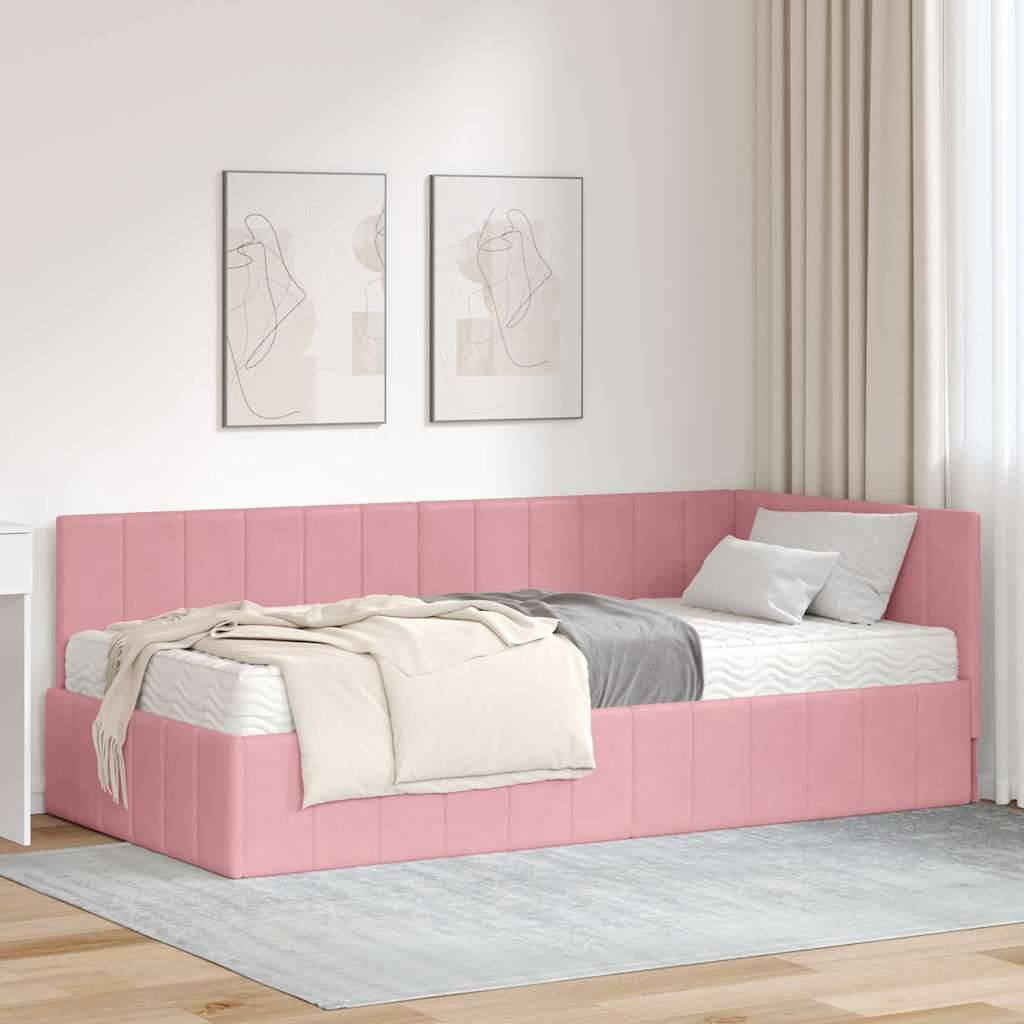 vidaXL Eckbettgestell mit Matratze mit Matratze 2 pcs Grau Samt