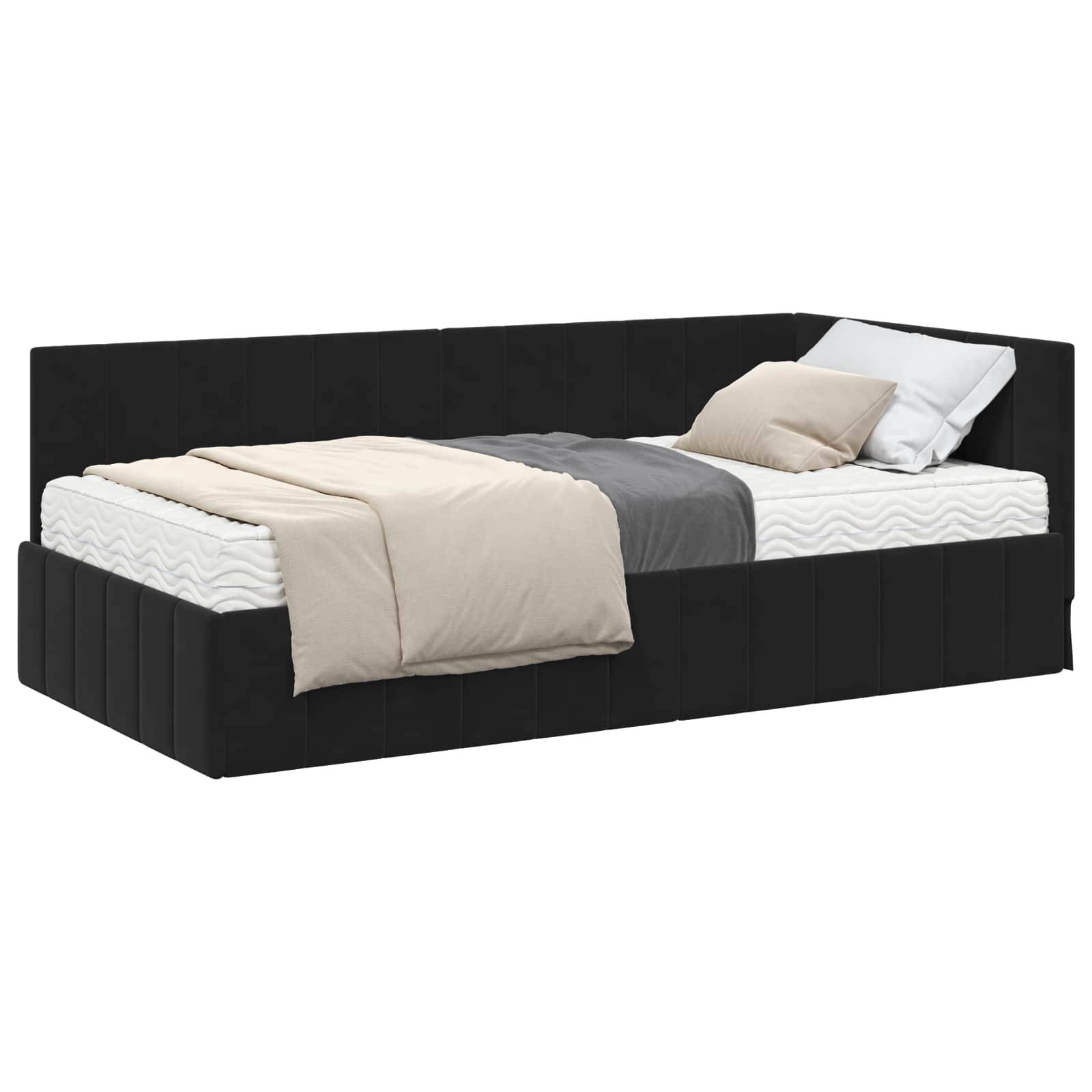 vidaXL Eckbettgestell mit Matratze mit Kopfteil 2 pcs Schwarz Samt