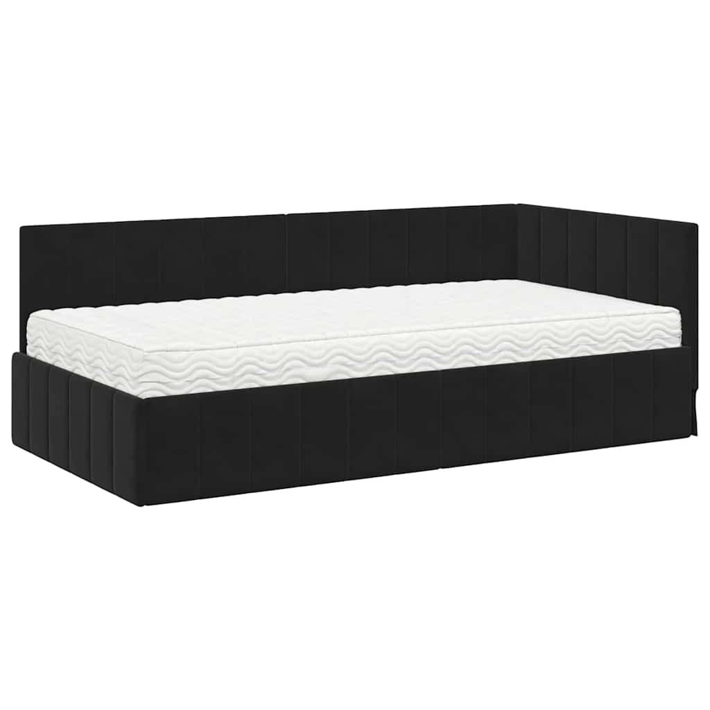 vidaXL Eckbettgestell mit Matratze mit Kopfteil 2 pcs Schwarz Samt