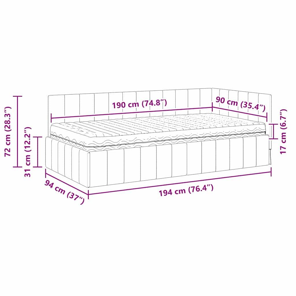 vidaXL Eckbettgestell mit Matratze mit Kopfteil 2 pcs Türkis Samt
