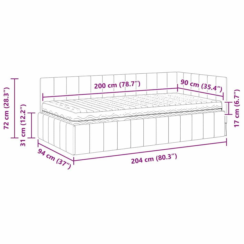 vidaXL Eckbettgestell mit Matratze mit Matratze 2 pcs Grau Samt