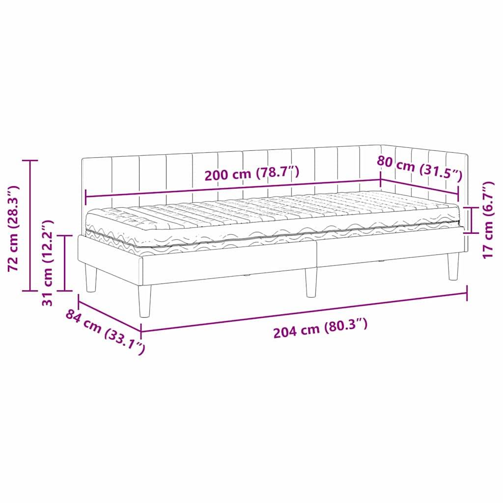 vidaXL Eckbettgestell mit Matratze mit Kopfteil 2 pcs Grün Samt