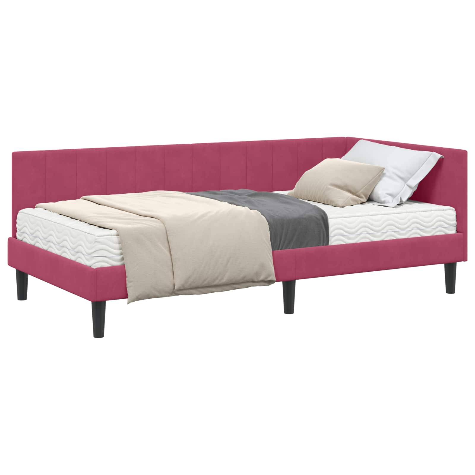 vidaXL Eckbettgestell mit Matratze mit Kopfteil 2 pcs Grün Samt