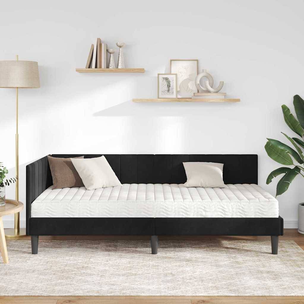 vidaXL Eckbettgestell mit Matratze mit Kopfteil 2 pcs Schwarz Samt