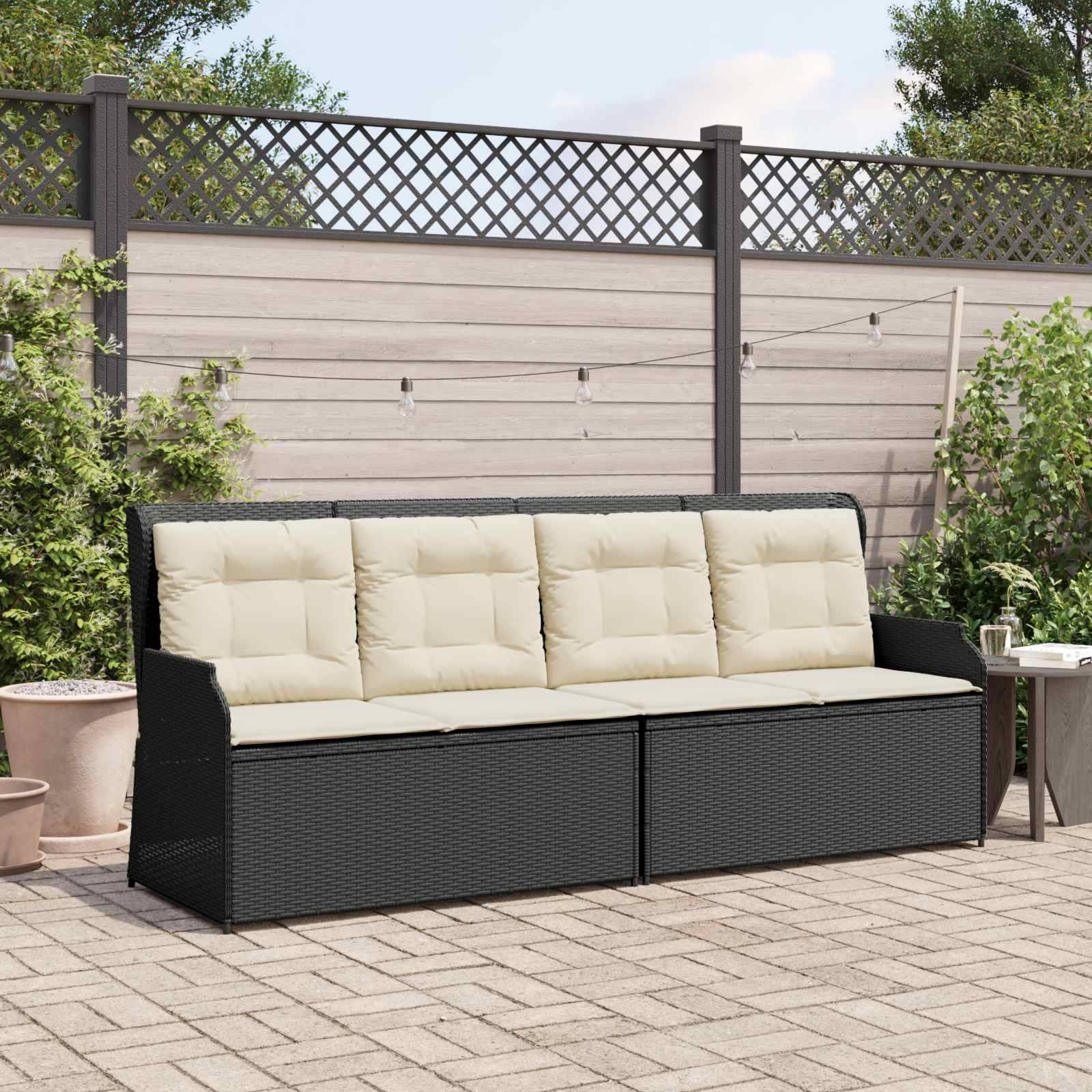 vidaXL Gartenbank Schwarz Poly-Rattan