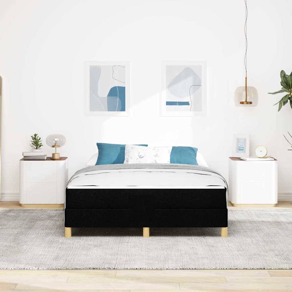vidaXL Boxspringbett mit Matratze Schwarz 140 x 190 cm Stoff