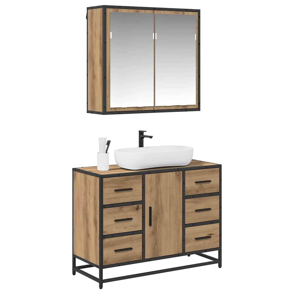 vidaXL Badezimmermöbel Set mit Tür 2 pcs Artisan-Eiche Holzwerkstoff