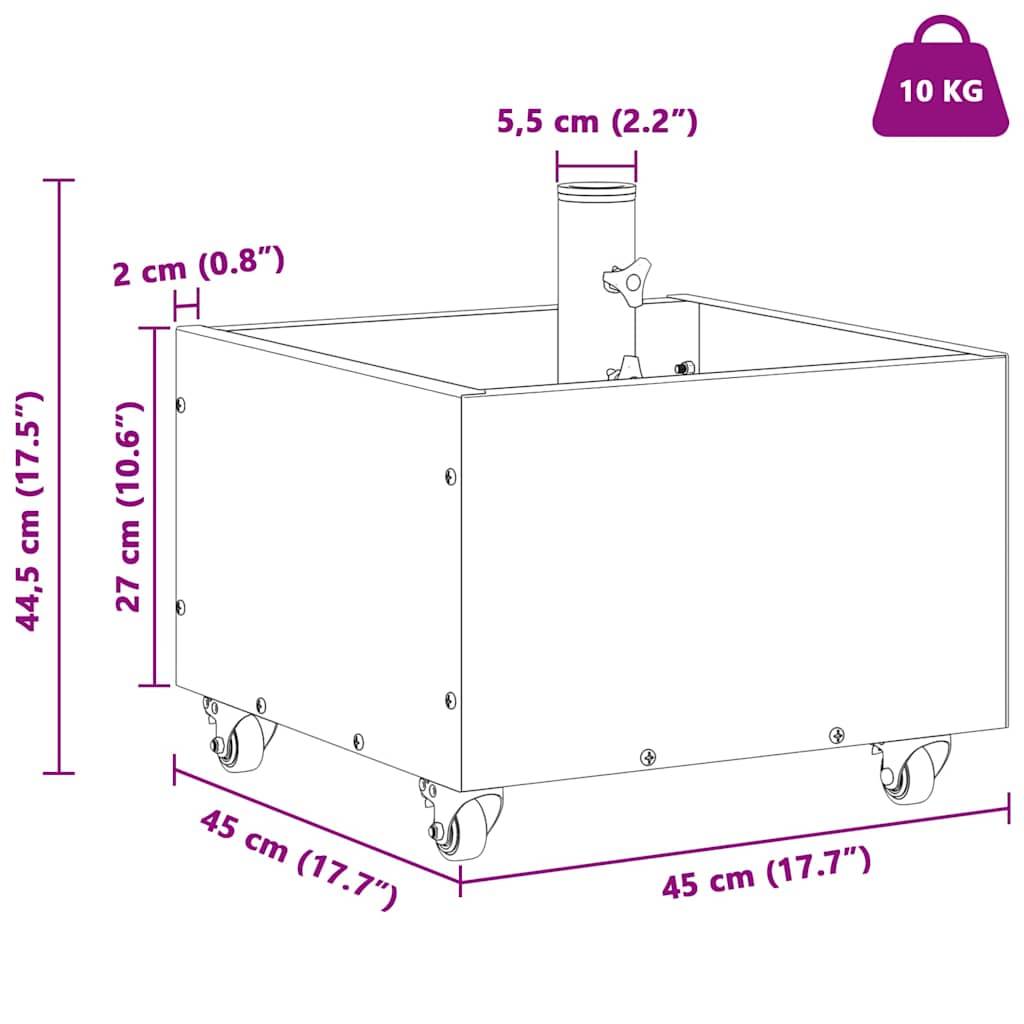 vidaXL Sonnenschirmständer Weiß 45 x 45 x 45 cm Stahl
