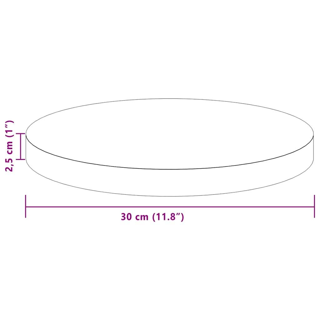 vidaXL Tischplatte Hellbraun Ø 30 x 2,5 cm Massivholz Eiche