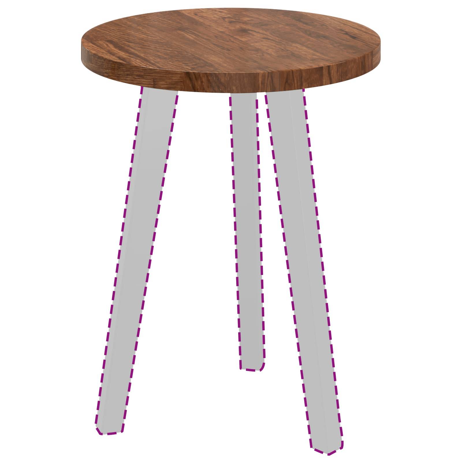 Eine hölzerne, runde Tischplatte mit glatter Oberfläche, ohne Beine dargestellt, was eine Konzentration auf die Tischplatte selbst andeutet, möglicherweise zu Designzwecken.