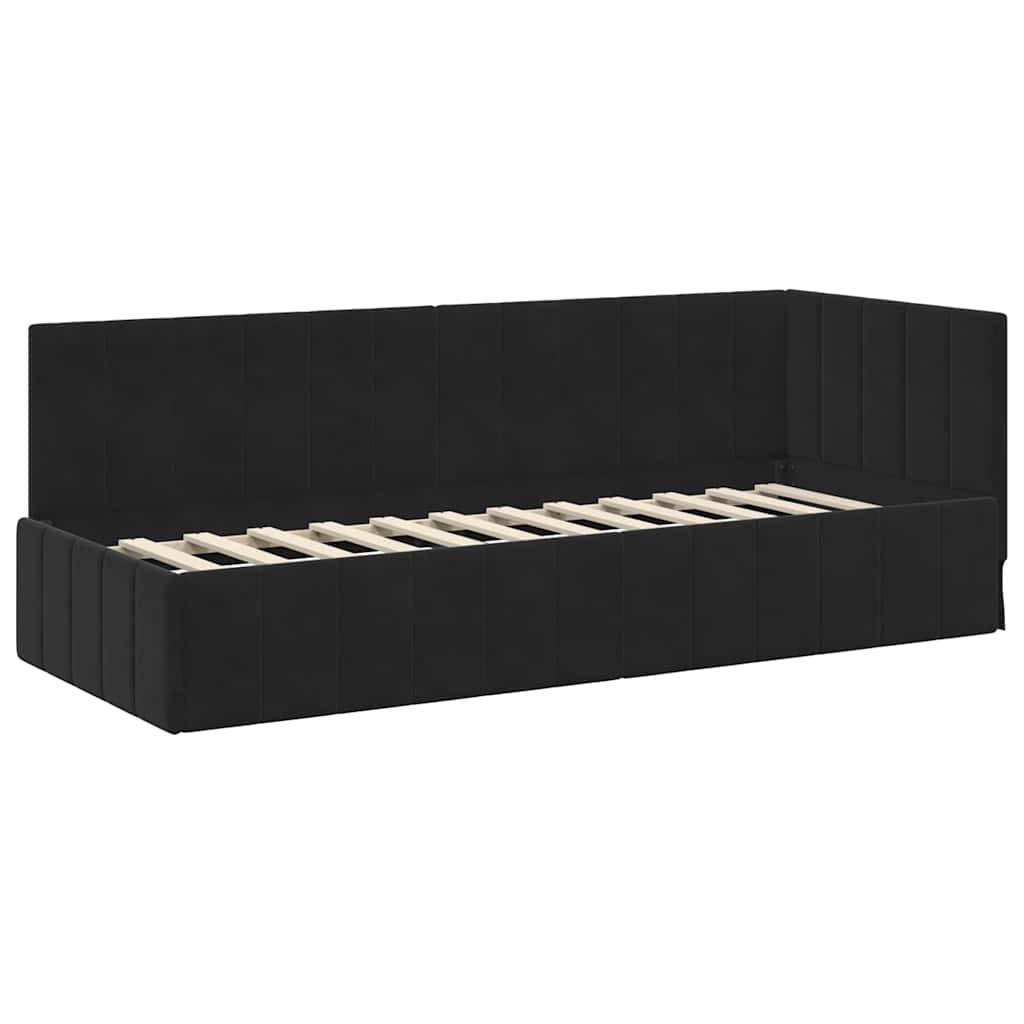 vidaXL Eckbettgestell mit Kopfteil Schwarz 80 cm x 200 cm Samt