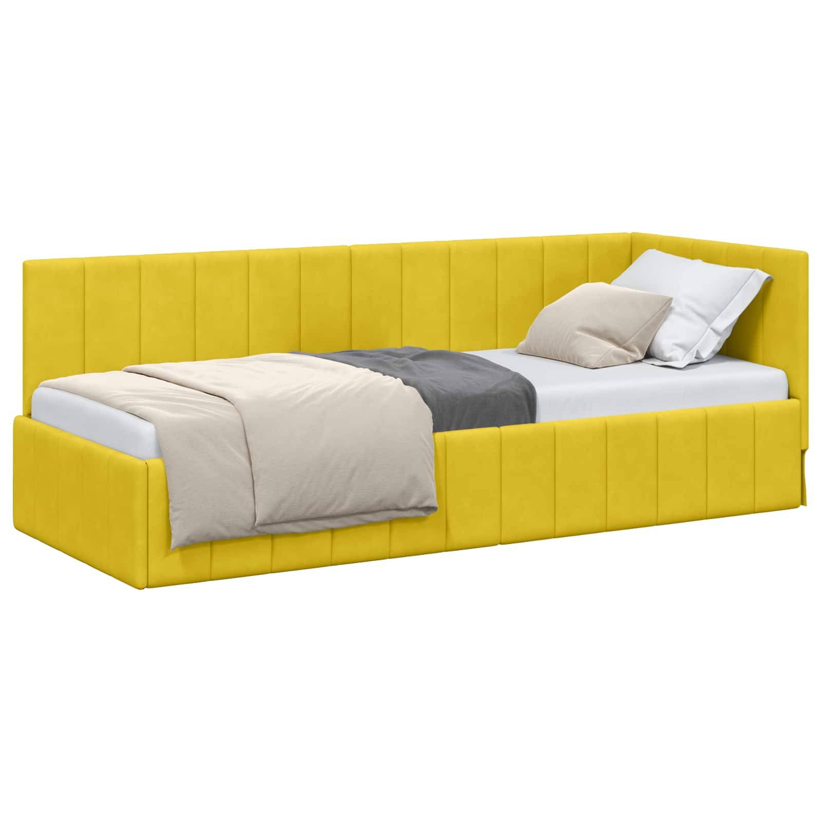 vidaXL Eckbettgestell mit Kopfteil Gelb 80 cm x 200 cm Samt