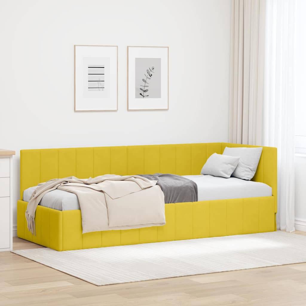vidaXL Eckbettgestell mit Kopfteil Gelb 80 cm x 200 cm Samt
