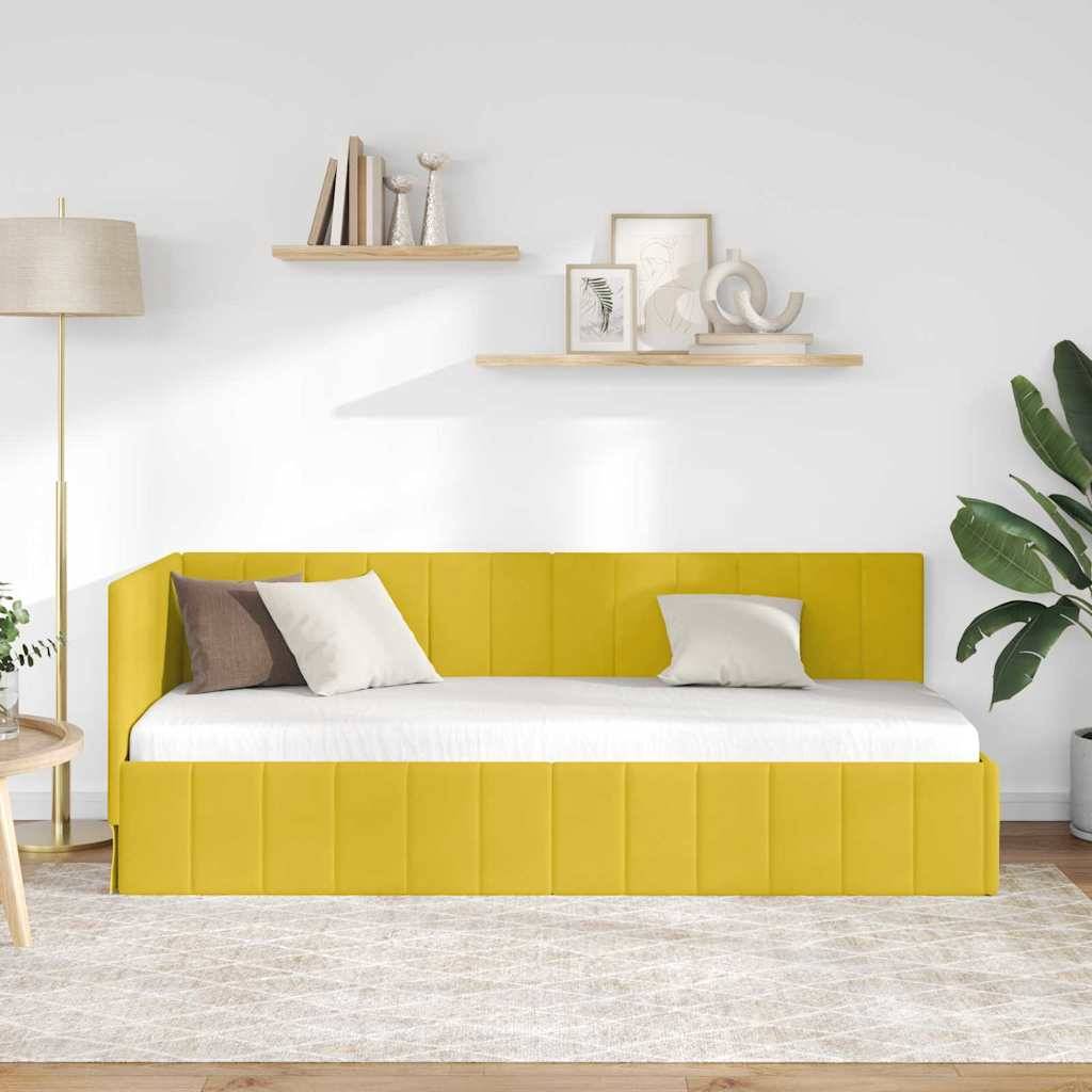 vidaXL Eckbettgestell mit Kopfteil Gelb 80 cm x 200 cm Samt