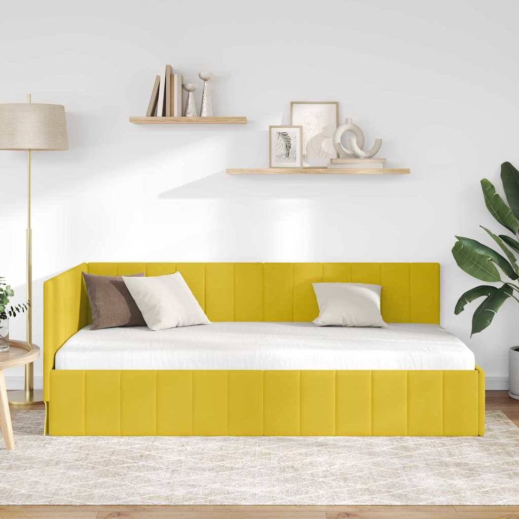 vidaXL Eckbettgestell mit Kopfteil Gelb 90 cm x 190 cm Samt