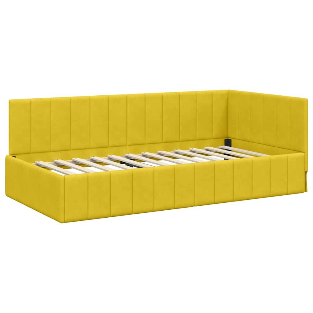 vidaXL Eckbettgestell mit Kopfteil Gelb 90 cm x 190 cm Samt