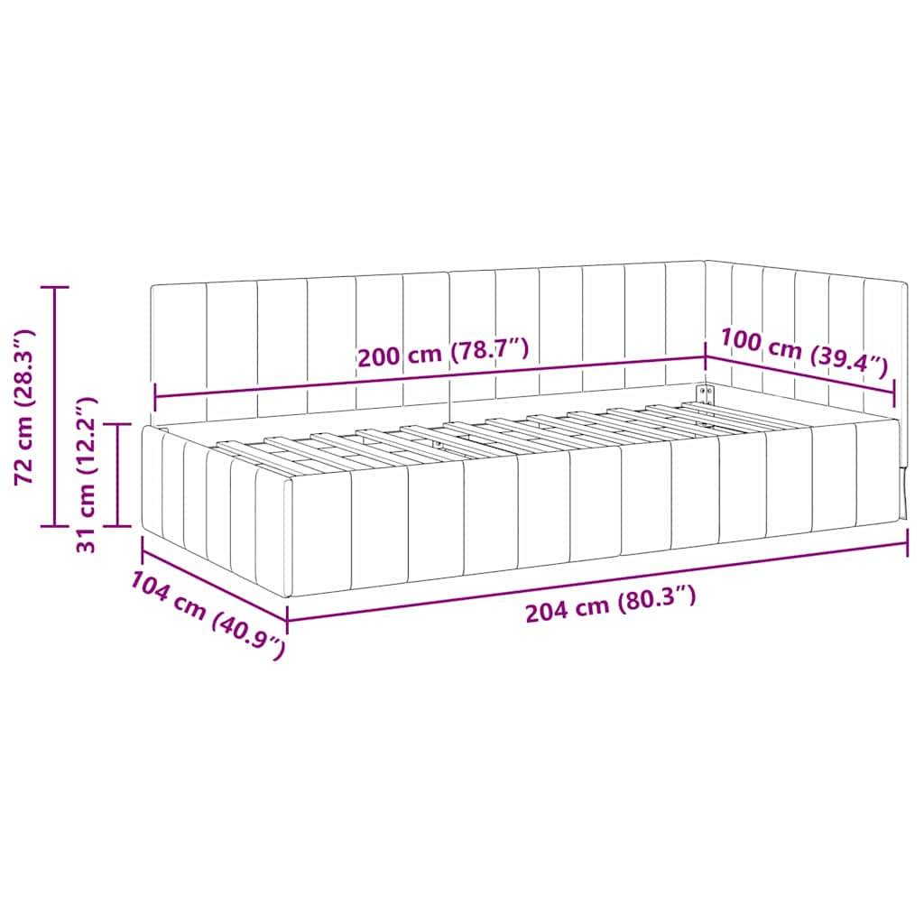 vidaXL Eckbettgestell mit Kopfteil Dunkelgrün 100 cm x 200 cm Samt