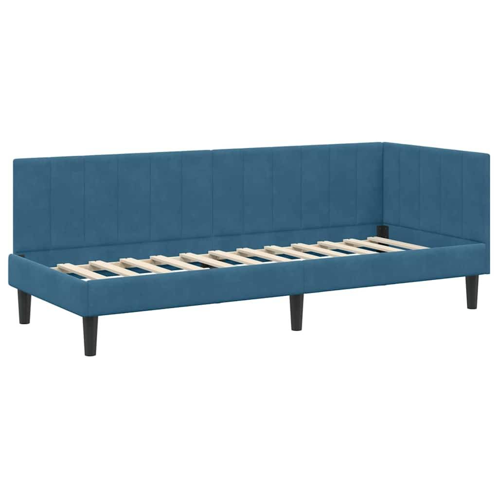 vidaXL Eckbettgestell mit Kopfteil Blau 80 cm x 200 cm Samt
