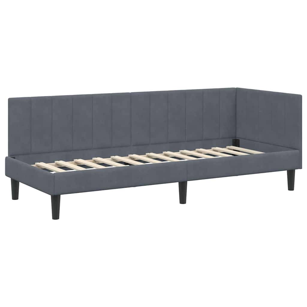 vidaXL Eckbettgestell mit Kopfteil Dunkelgrau 80 cm x 200 cm Samt