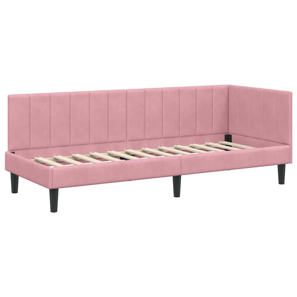 vidaXL Eckbettgestell mit Kopfteil Rosa 80 cm x 200 cm Samt
