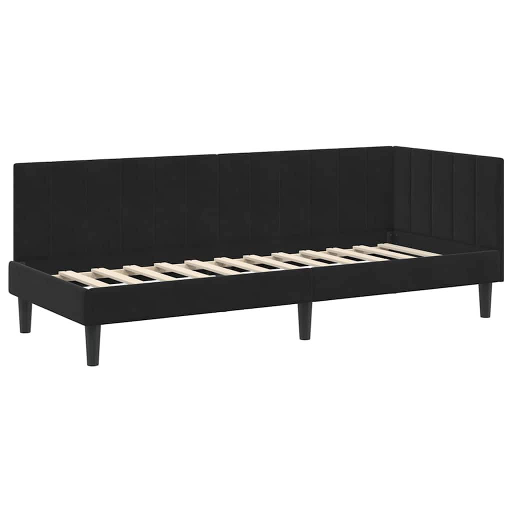 vidaXL Eckbettgestell mit Kopfteil Schwarz 80 cm x 200 cm Samt
