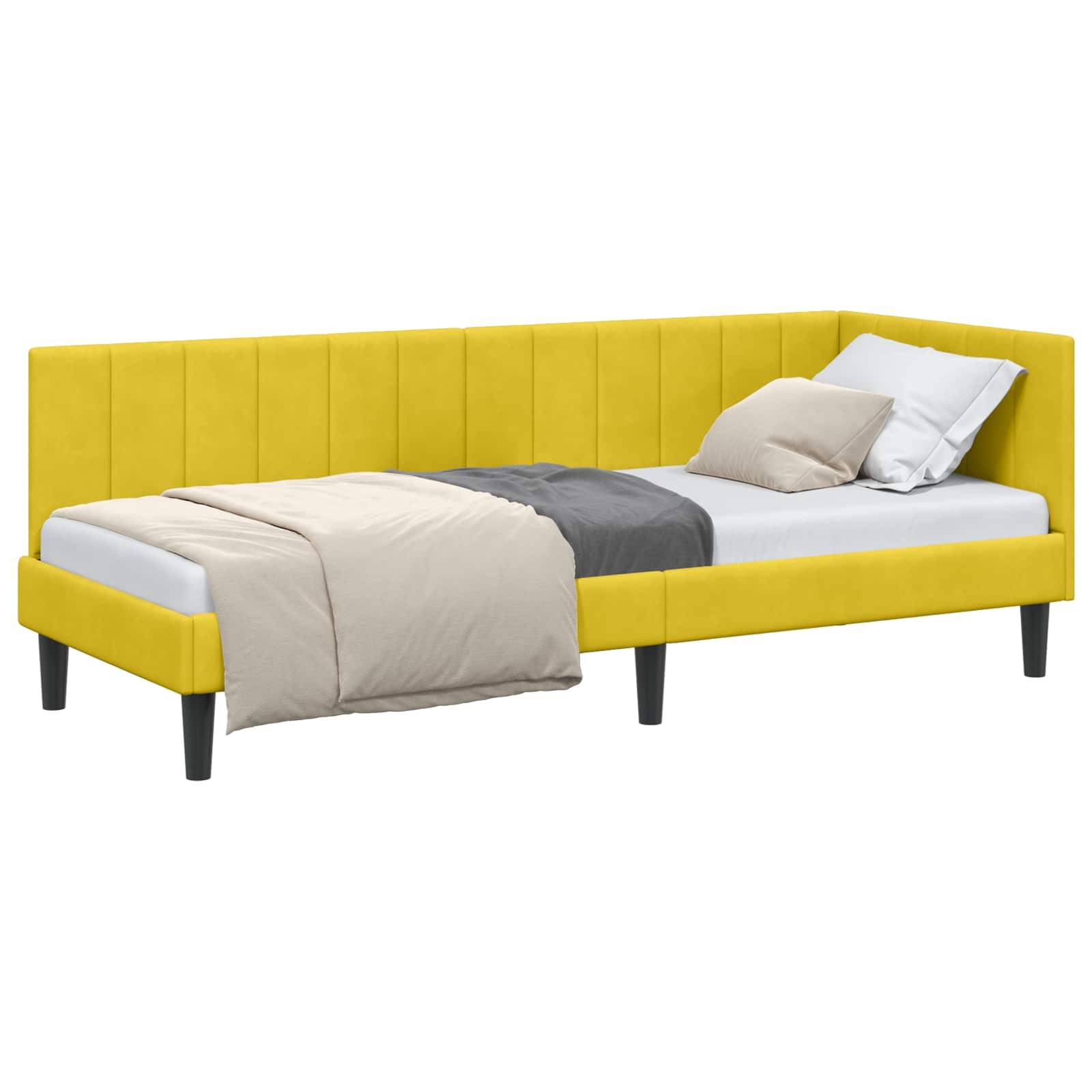 vidaXL Eckbettgestell mit Kopfteil Gelb 80 cm x 200 cm Samt