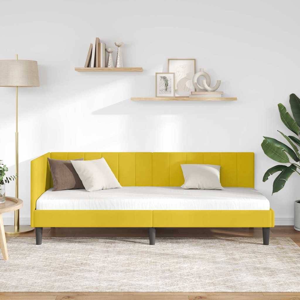vidaXL Eckbettgestell mit Kopfteil Gelb 80 cm x 200 cm Samt