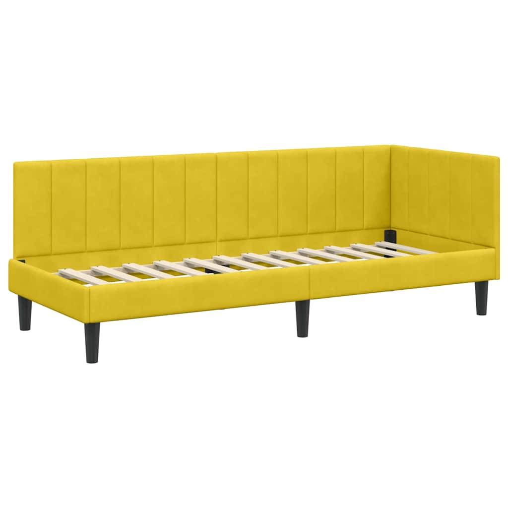 vidaXL Eckbettgestell mit Kopfteil Gelb 80 cm x 200 cm Samt