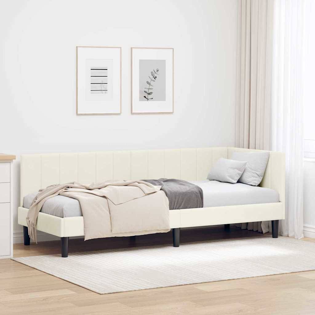 vidaXL Eckbettgestell mit Kopfteil Creme 80 cm x 200 cm Samt