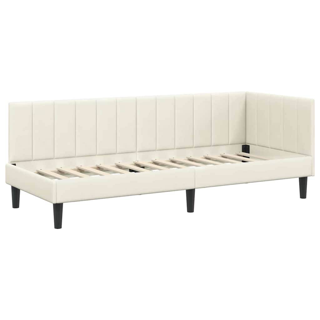 vidaXL Eckbettgestell mit Kopfteil Creme 80 cm x 200 cm Samt